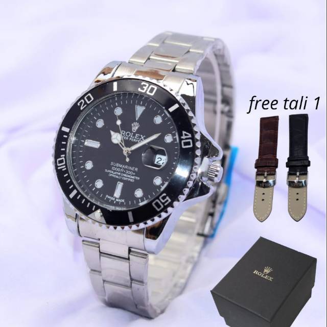 Jam Tangan Pria Rolex Submariner Bonus Tali Kulit 1 - Jam Tangan Rolex Submariner Free Tali Kulit 1