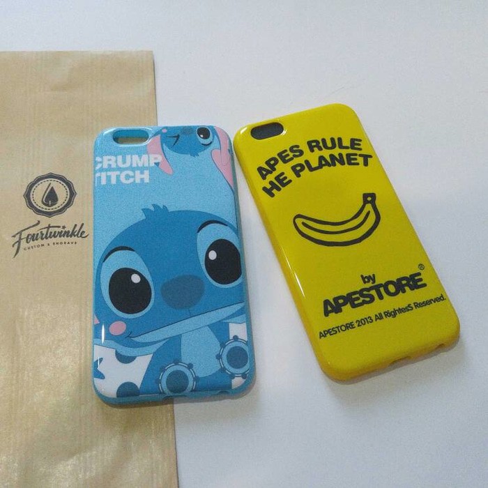 Casing lucu iphone 6 6s disney stitch banana soft case