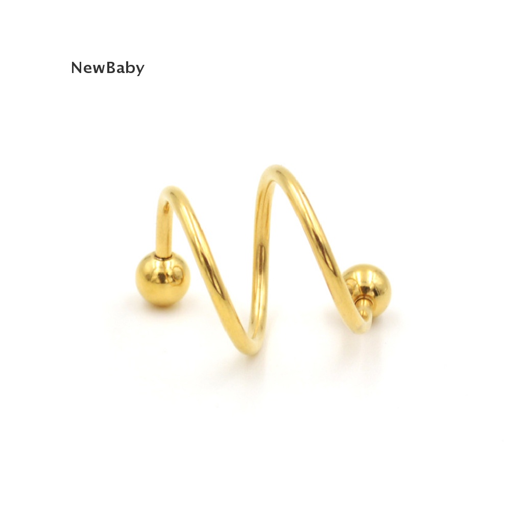 Anting Tindik Hidung / Bibir / Telinga / Tubuh Model Twist Bahan Stainless Steel Untuk Bayi