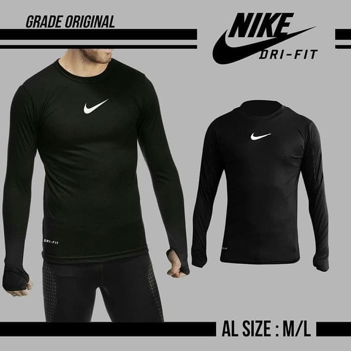 Paket Murah Setel Sepasang Baselayer Manset Leging Baju &amp; Celana Panjang Nike Stretch