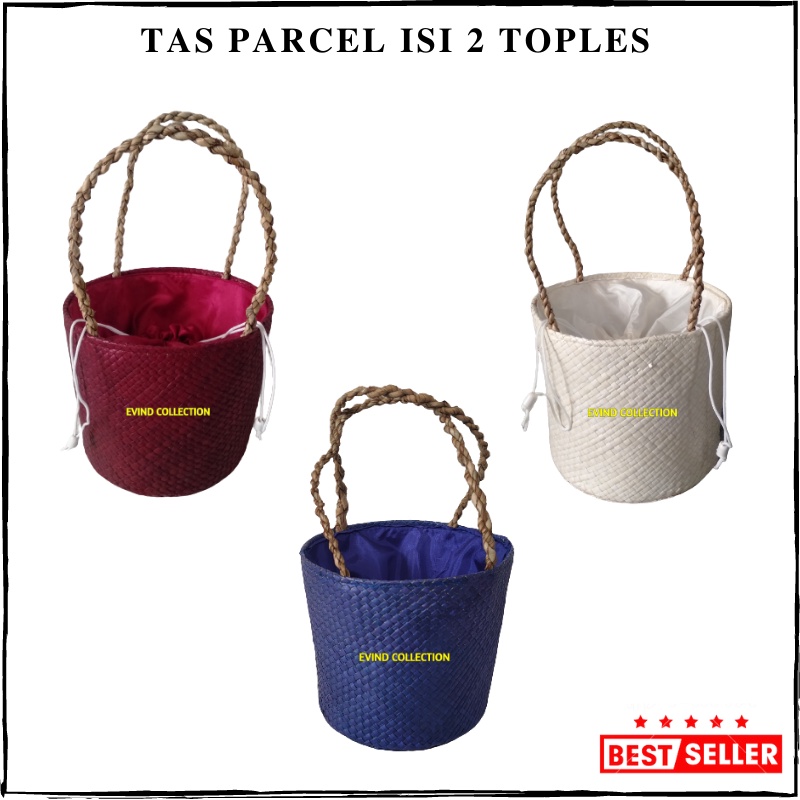 Keranjang Parcel Isi 2 Toples Tas Hampers Anyaman Pandan