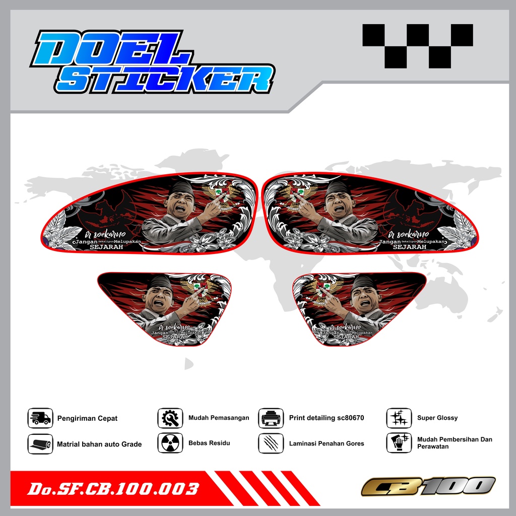 Sticker Striping Honda CB 100 List Variasi Hologram , Crome Doel  003