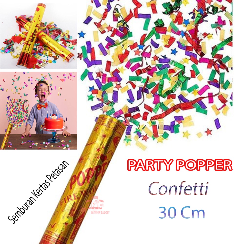 PARTY POPPER 30 Cm Confetty Konfeti / Confeti / Semburan Kertas Petasan Conveti Perlengkapan Pesta Convety Perlengkapan Tahun Baru Petasan Tahun Baru Perlengkapan Ulang Tahun Confetti Manik Manik Petasan Ulang Tahun Confetti Wedding Semprotan Kertas