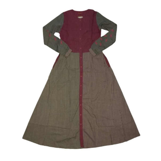 Dannis Abaya Gamis Kotak Merah Hitam Cream Pink Fanta S