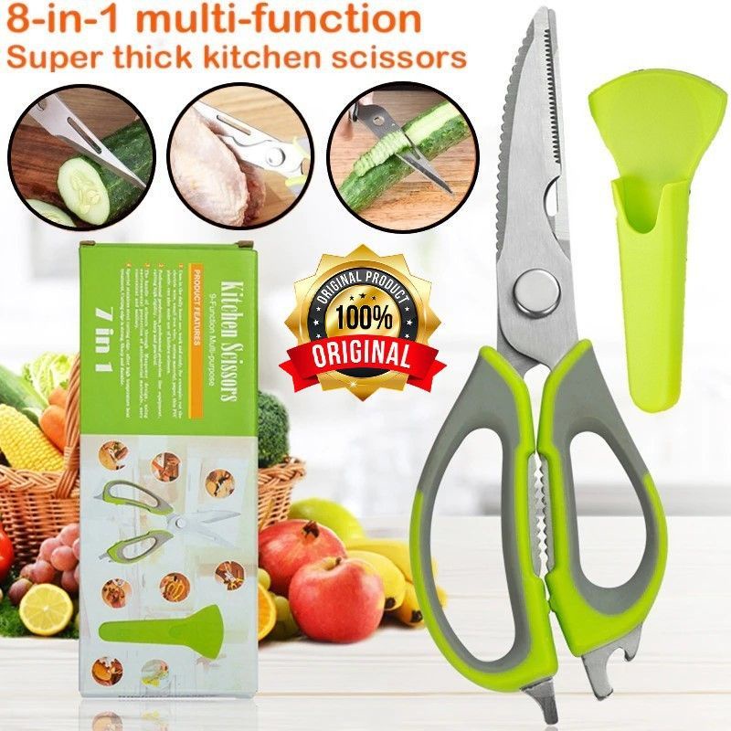 GUNTING DAPUR SERBA GUNA MULTI FUNGSI MAGNET Gunting serbaguna, Gunting Dapur Stainless Steel, gunting ayam Multifunction 8in1 Kitchen Scissors