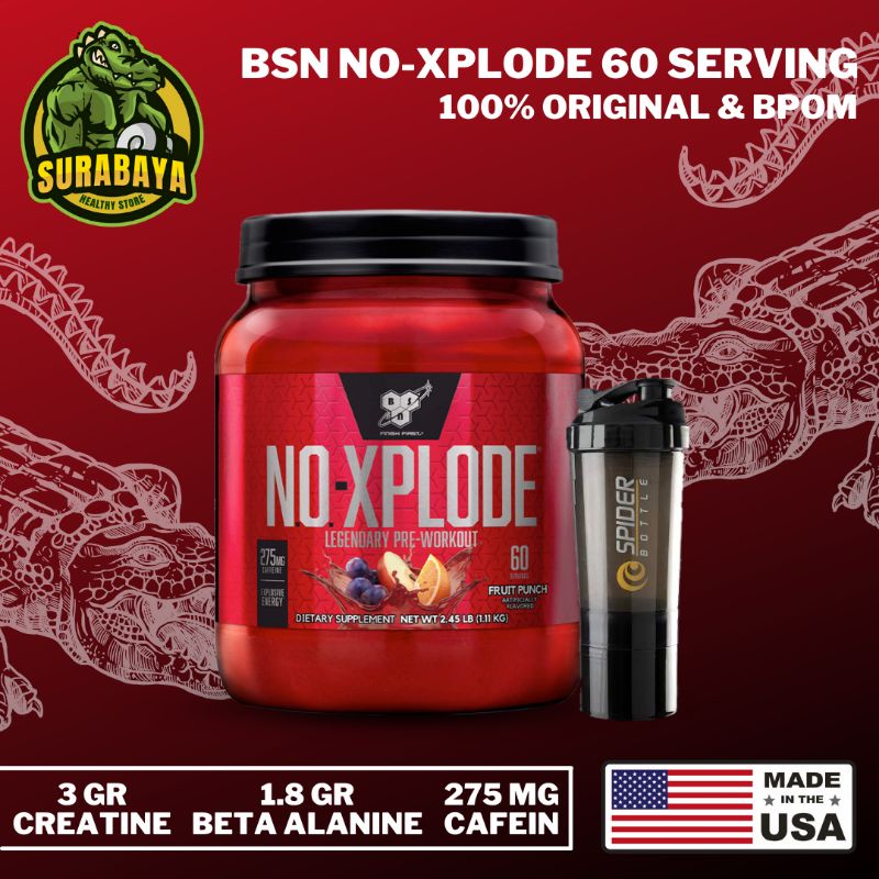 BSN NO Xplode 60 Serving Pre Workout Nitric Oxide Noxplode PreWorkout Pre-Workout BPOM