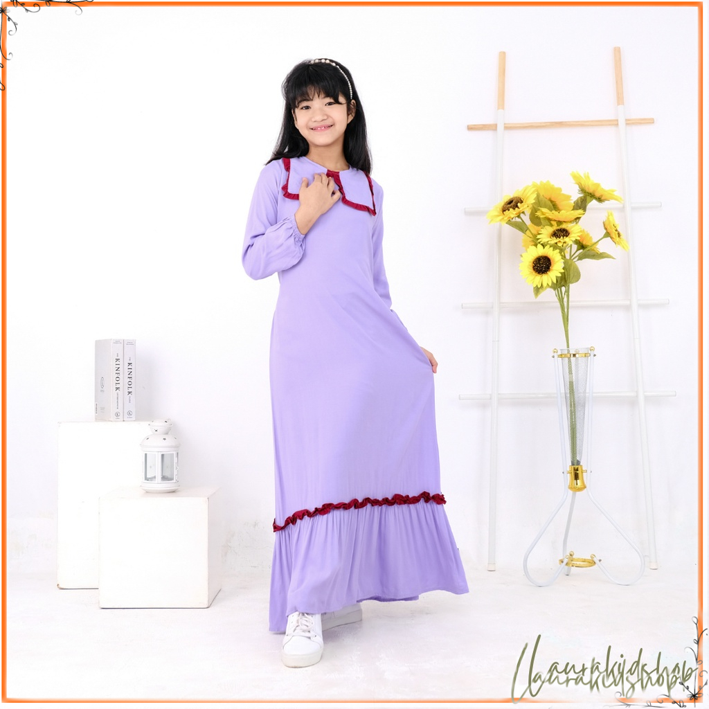 Gamis Anak / Gamis Anak Perempuan / Baju Muslim Anak Perempuan Bianca By Laurakids 5-10 Tahun