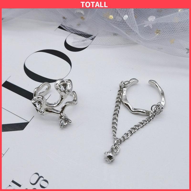 COD 2pcs Cincin Model Gelombang Tidak Teratur Adjustable Untuk Wanita-Totall