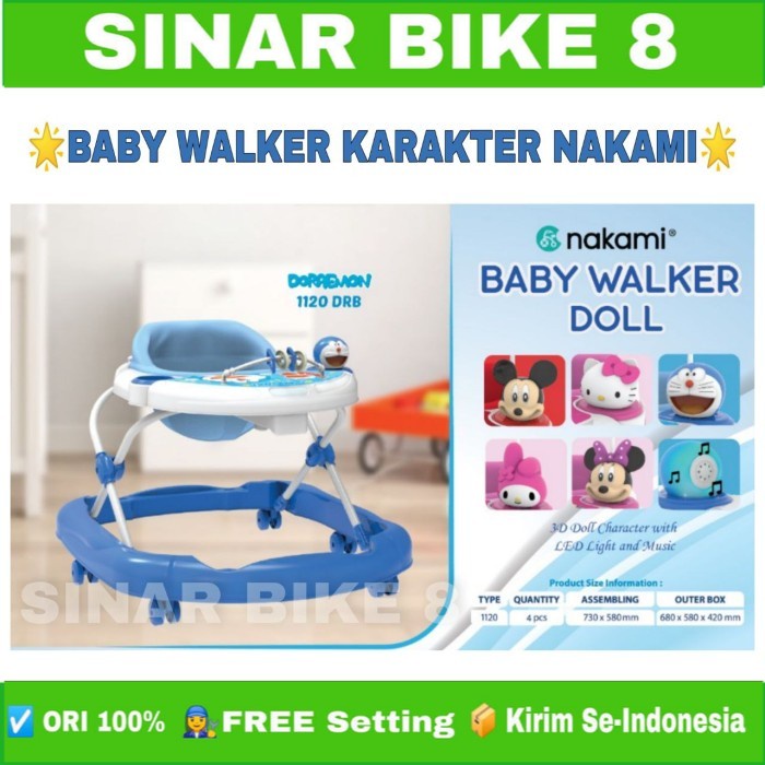 Baby Walker Karakter Kartun NAKAMI DOLL Musik dan Lampu LED