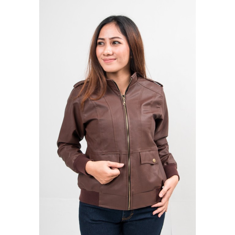 Jaket Wanita Semi Kulit - Jaket Casual Cewek Keren - Jaket Motor Touring Cewe Glf