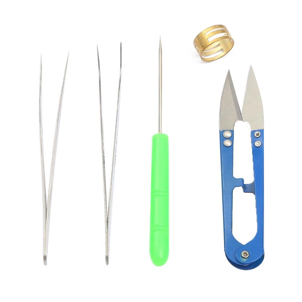 1 Set Jewelry Tools with Plies and Scissor Beading Kit for Jewelry Making DIY Tool(Pliers + Tweezers + Scissors + Ring + Awl)