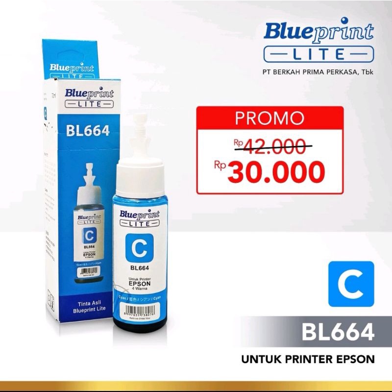 HITAM Tinta Epson 664 BLUEPRINT LITE 70ml BLACK 100% ORIGINAL  BL664 L121 / L1300 / L100 / L110 / L120 / L300 / L310 / L200 / L220 / L360 / L380