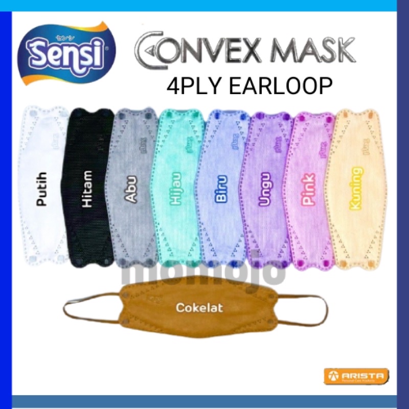 MASKER SENSI CONVEX MASK 4 PLY EARLOOP 3D MASK KEMASAN ECER