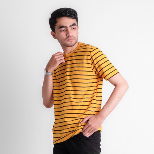 BAJU SALUR PRIA KASUAL T SHIRT KUNING ORIGINAL BAJU COWOK TERBARU 266