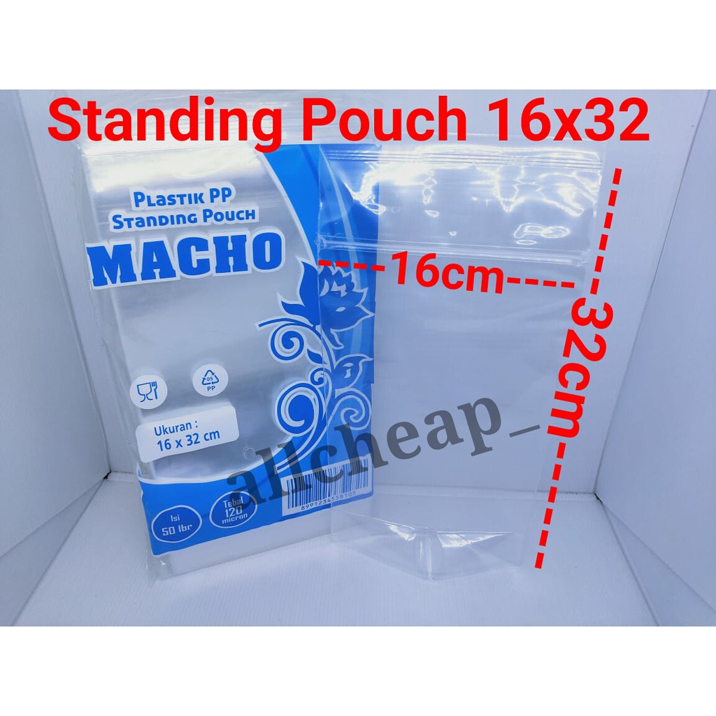 Isi 50PCS PLASTIK PP ZIPLOCK STANDING POUCH 16x32 PLASTIK SEGEL PP KLIP BERDIRI BENING 16 x 32