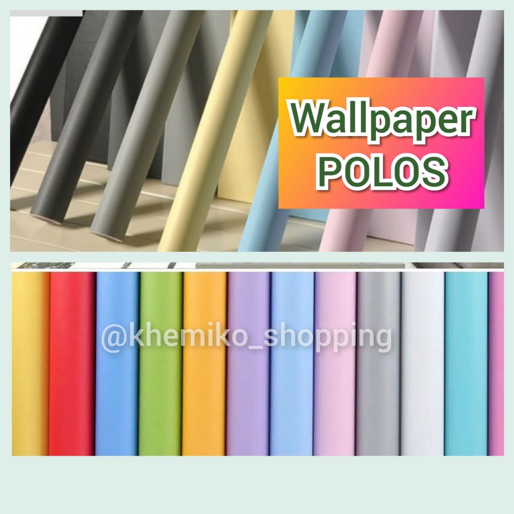 WALPAPER WALLPAPER WALL PAPER STICKER STIKER DINDING TEMBOK TANPA MOTIF POLOS PUTIH HITAM PINK BIRU 