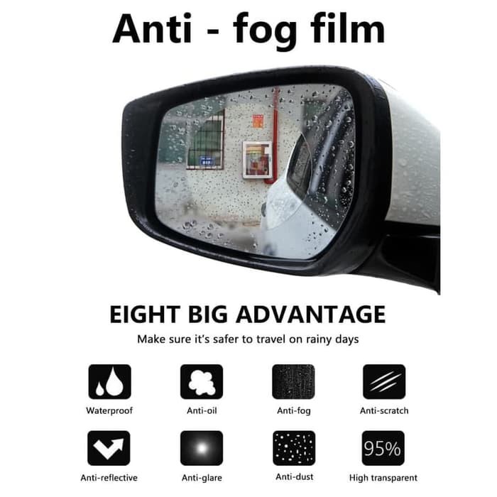 2PC ANTI FOG / ANTI HUJAN / ANTI GORES KACA SPION MOBIL 10CM X 15CM ANTI FOG FILM / ANTI RAIN / ANTI HUJAN PELINDUNG KACA SPION MOBIL 10 CM