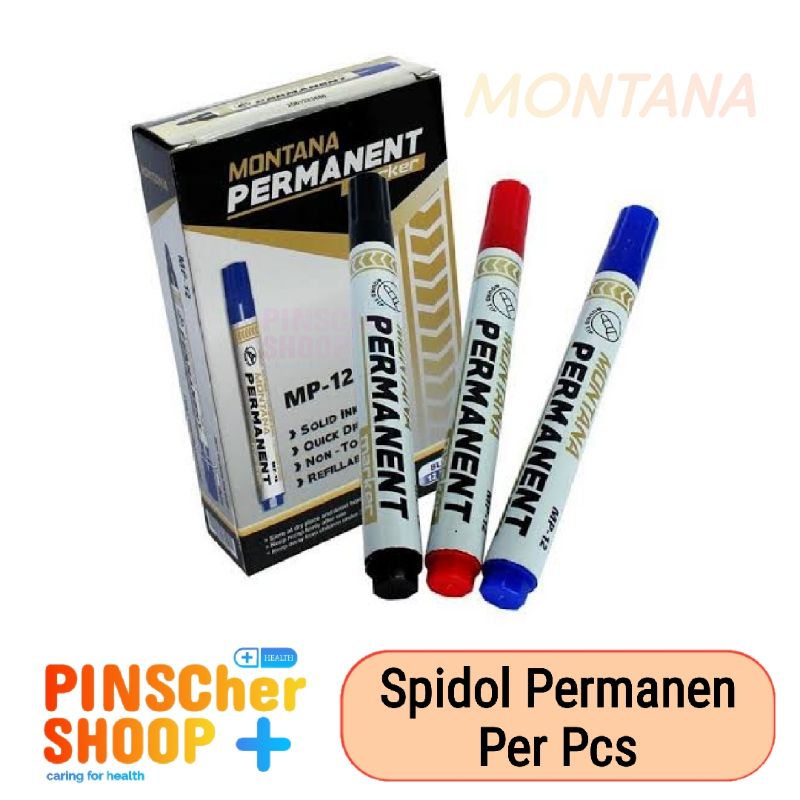 Spidol Permanent Montana V-TRO MP12 Hitam Bisa Diisi Ulang MP-12 Per Pcs