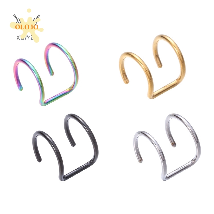 OLOJO 1 Piece Gaya Punk Pria dan Wanita Anting Klip Baja Punk Telinga Pierced
