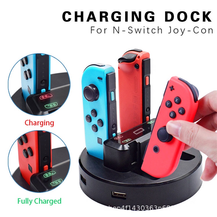 Joy-con Empat Pengisi Daya Dengan 2 Port USB Dan Lampu Indikator Untuk Nintendo switch