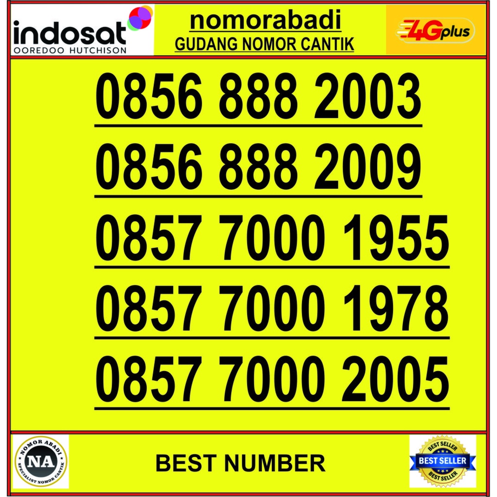nomor cantik indosat 4G tahun H999
