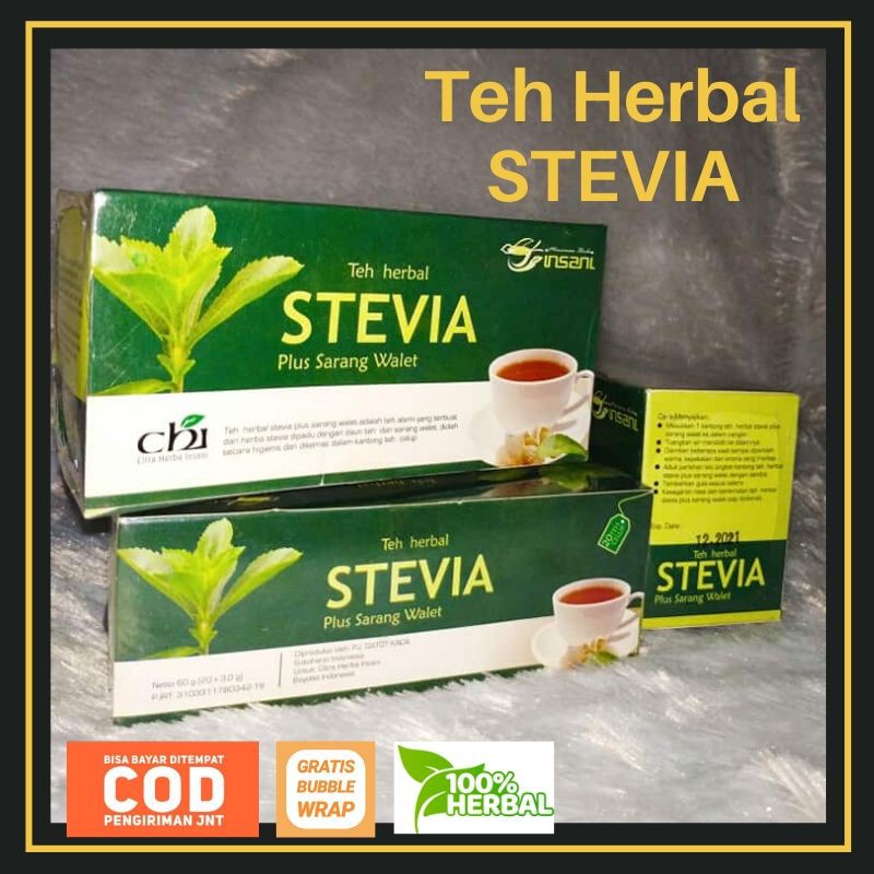 

TEH HERBAL STEVIA PLUS SARANG WALET MENCEGAH DIABETES & CORONA ISI 20 KANTONG BISA COD