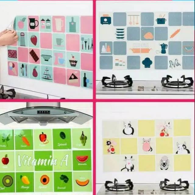 Stiker dinding dapur anti minyak tahan panas