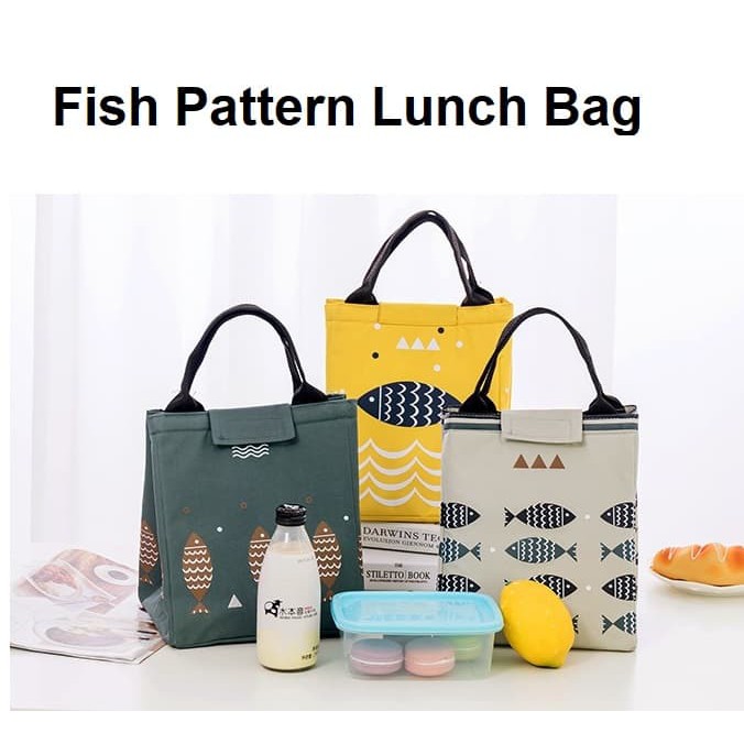 Terlaris!!! Lunch bag motif Fish / Tas Bekal Cooler Bag Motif Ikan Berkualitas