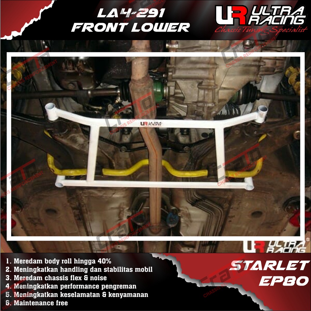 Aksesoris Stabiliser ULTRA RACING Safety Bar - Front Lower Bar 4 Points - Toyota Starlet EP80 EP82 K