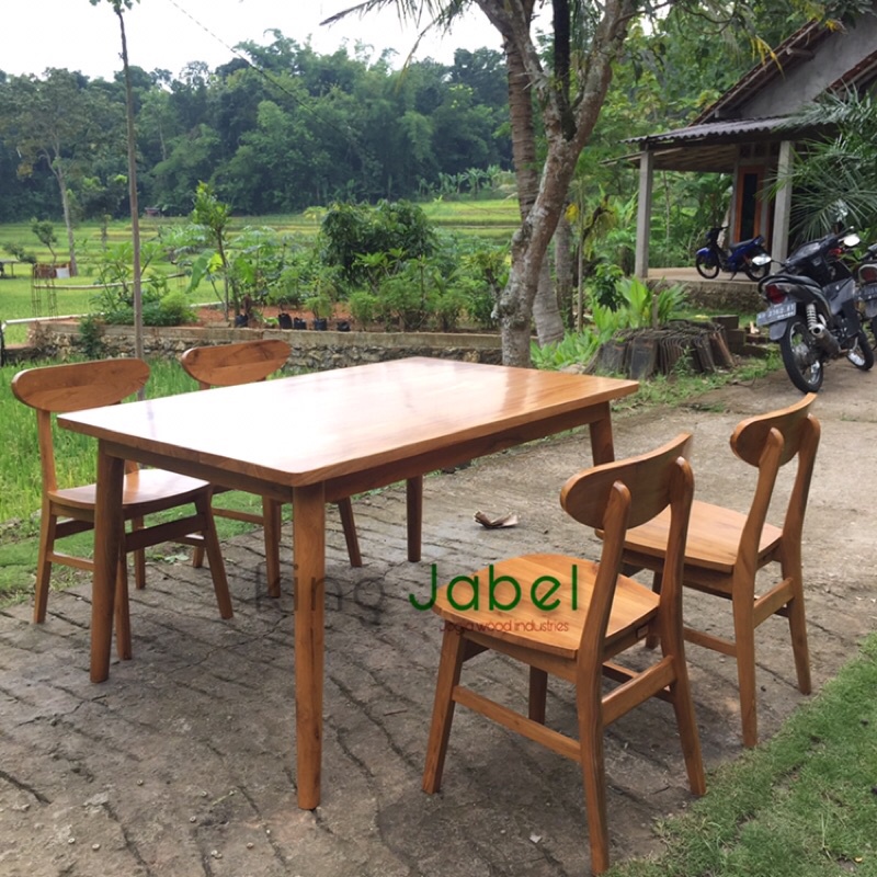Meja makan kayu jati / Meja cafe / Kursi ropan / Meja kursi ropan / kursi cafe / Kursi cafe lengkung