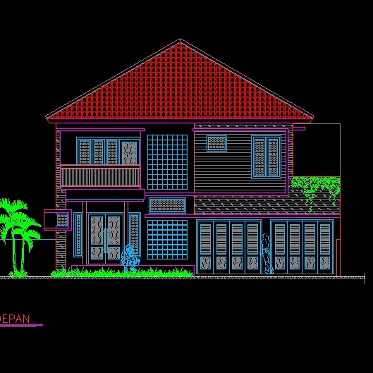 Desain Rumah 2 Lantai File DWG/Autocad Type 113 Borextour DRA2D-008