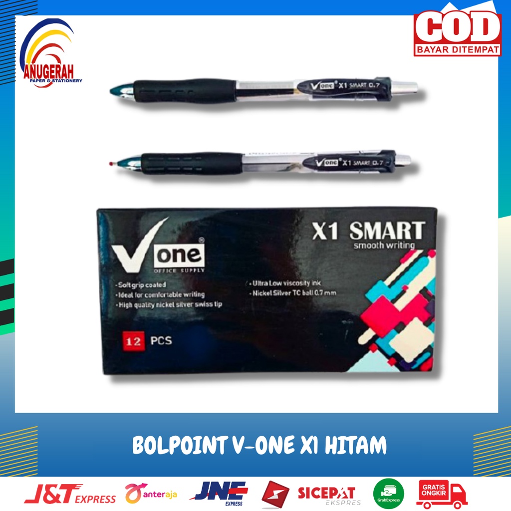 

GEL PEN V-ONE X1 SMART HITAM 0.7 MM (LSN)