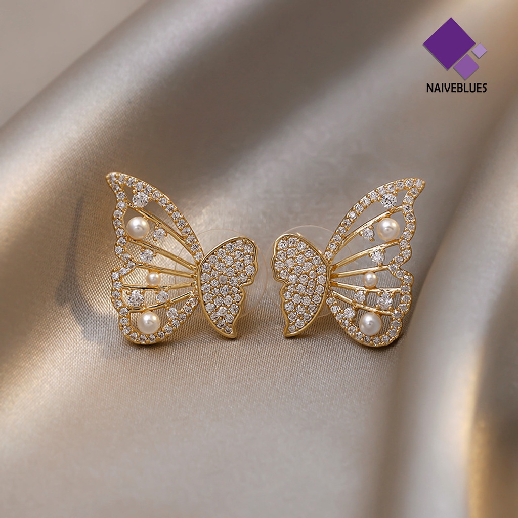 1 Pasang Anting Stud Desain Kupu-Kupu Geometris Untuk Wanita Butterfly