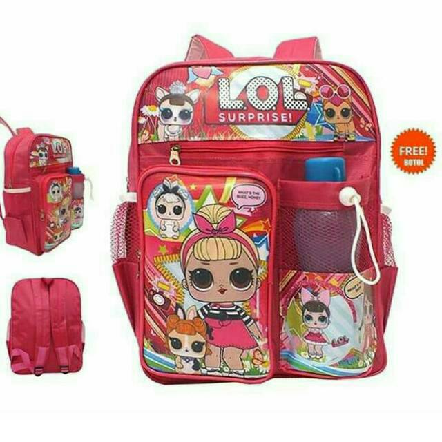 Tas ransel anak cewek karakter lol gratis botol air minum tas sekolah anak perempuan tas anti air