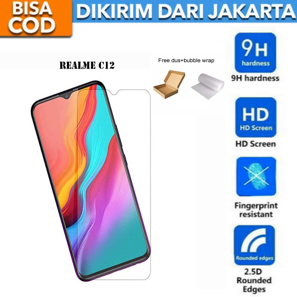 Realme C12 Tempered Glass Screen Protector Anti Gores