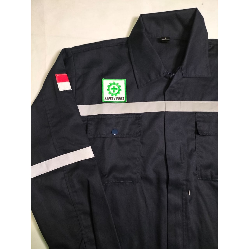 Baju Safety | Kemeja Atasan Wearpack Lengan Panjang Full Navy