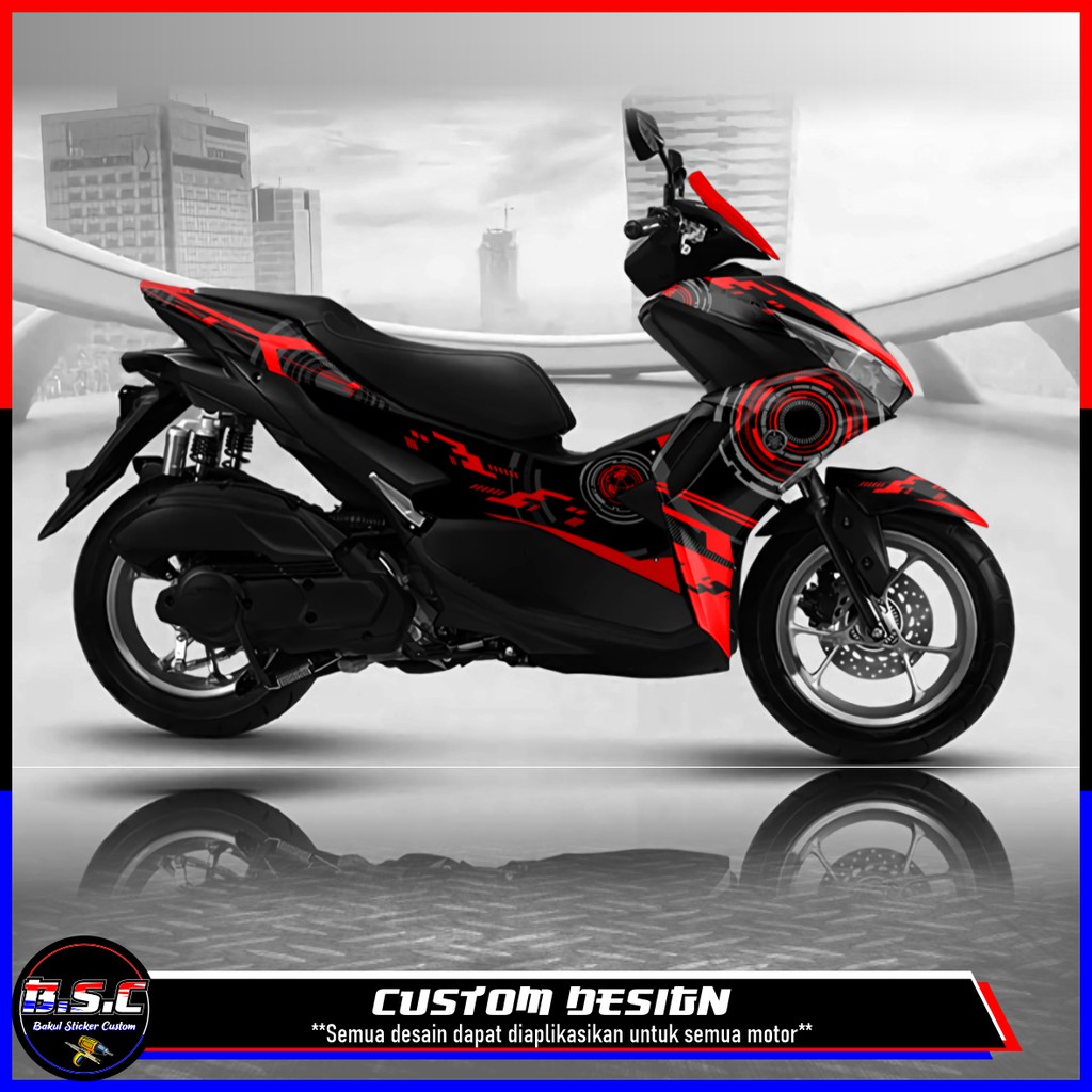 Sticker Decal Aerox 2021 Motif Techno Red