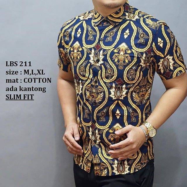 BAJU KEMEJA BATIK PRIA SLIM FIT MODERN LENGAN PENDEK SLIMFIT LBS 211