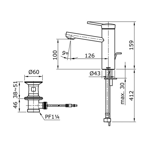 Toto keran kran washtafel wastafel tap TX 115 LV tx 115lv tx115lv