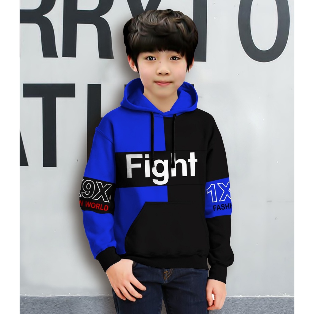 Jaket Anak Laki Laki/Jaket Anak Terbaru/Hoodie Anak Fight  Gaming Bahan Fleece Tebal 4-11 TAHUN