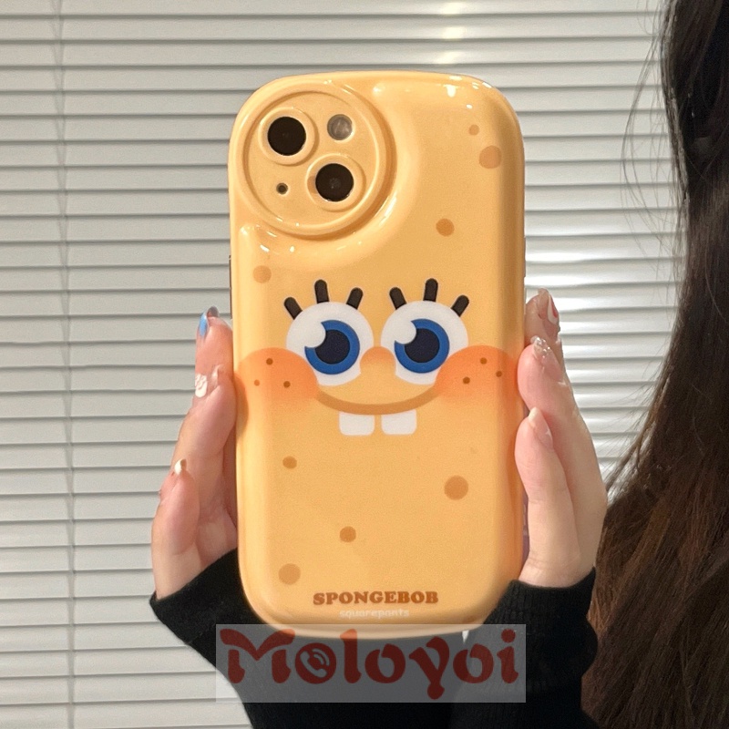 Soft Case Silikon TPU Tebal Motif SpongeBob Untuk IPhone 11 13 12 Pro MAX XR 7 8 Plus X XS MAX 6 6s Plus SE 2020