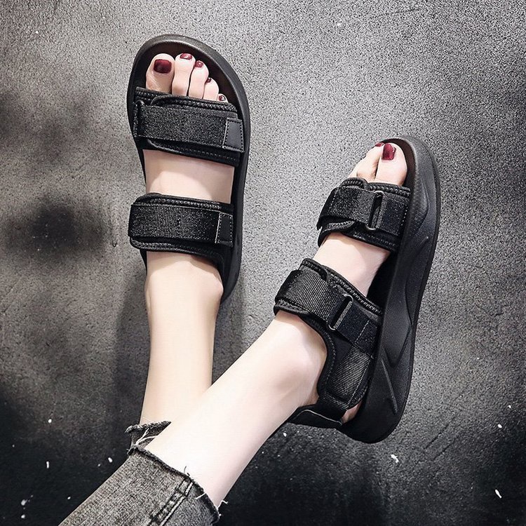 TBIG [COD] Sandal Tali CHAVA Wedges Wanita Import Korea Style Santai Wanita Remaja