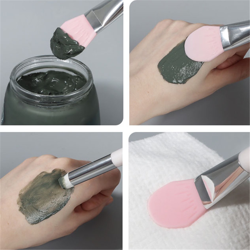 1pc Brush Masker Lumpur Kepala Ganda Bahan Silikon Rambut Lembut Untuk Alat Kecantikan Wanita