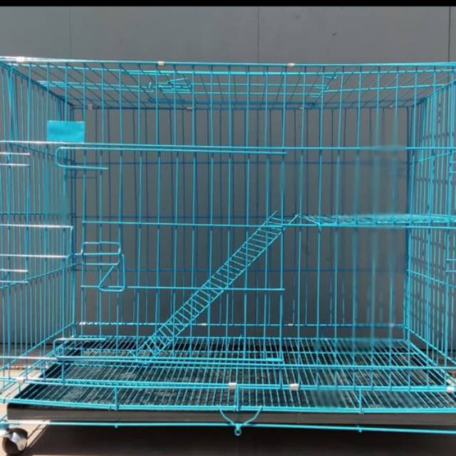 Kandang 90cm 2 Tingkat Roda, Kandang Kucing Kandang Hewan