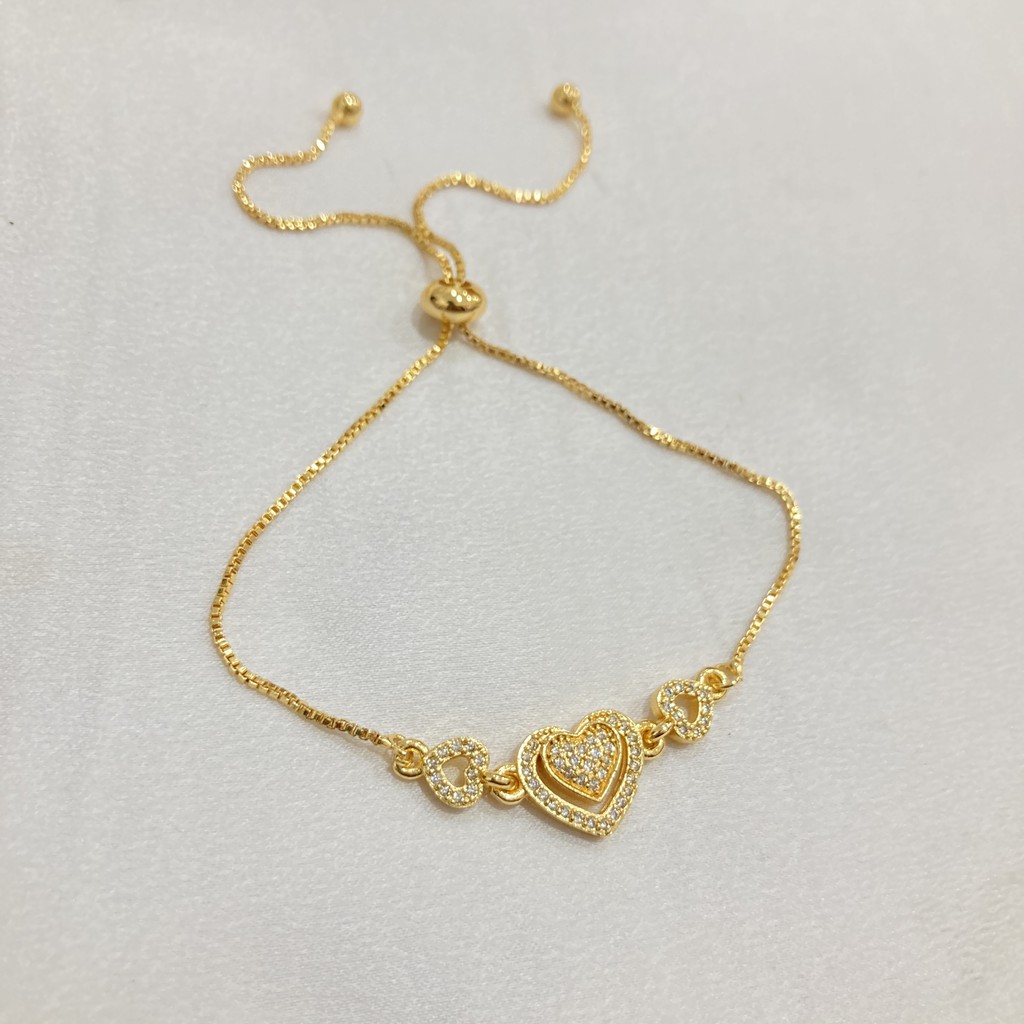 Gelang Wanita Serut Anti Karat Vintage Perhiasan Titanium Asli Berlapis Emas KTA02-KTA 13D