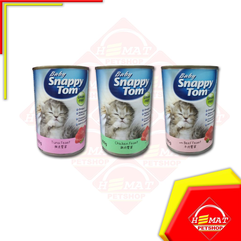 Makanan Kucing Basah Baby Snappy Tom 400 Gr / Kaleng Wet Food 400 Gram