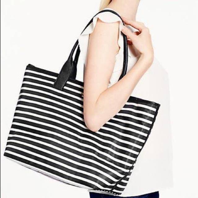 Kate Spade new york black/white stripe nylon tote classic Brynne Baby Bag tas totebag ori