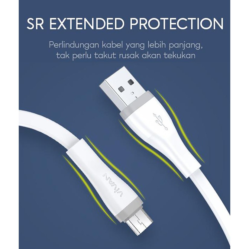 VIVAN SM30S SM100S SM200S Micro USB Kabel Data Charger Pendek 30cm 100CM 200CM 2A Fast Charging