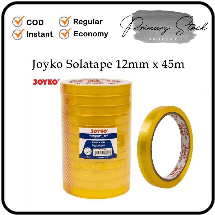 

Selotip Selotape Isolasi Bening Setengan 1/2 inch Joyko STT 31 R12