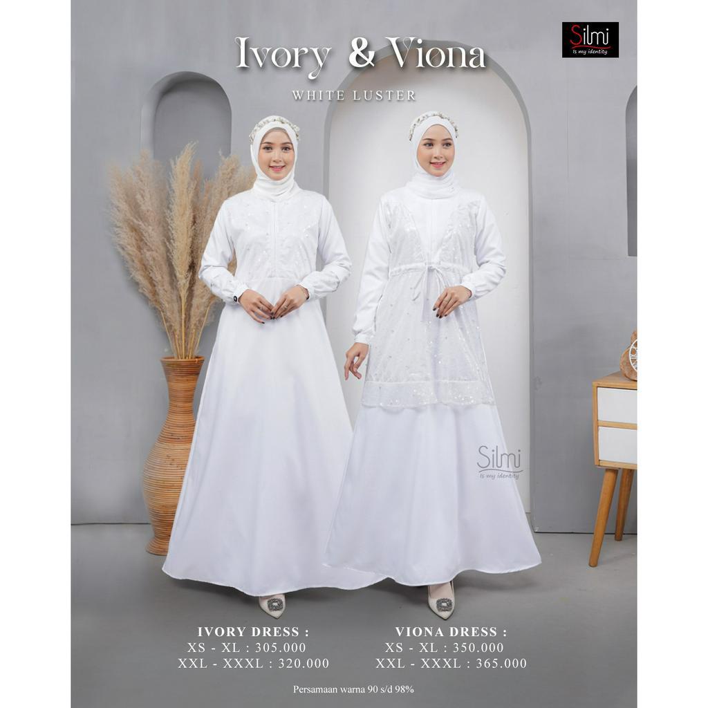 GAMIS PUTIH BROKAT IVORY VIONA - GAMIS PUTIH BEST SELLER UMROH - GAMIS ERAGAM PUTIH KATUN ADEM HAJI 
